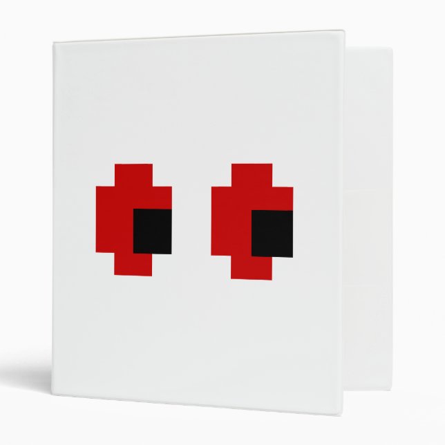 8 Bit Spooky Red Eyes 3 Ring Binder (Front/Inside)