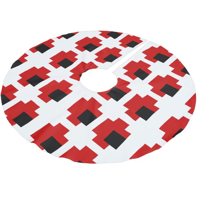 8 Bit Spooky Red Eyes Brushed Polyester Tree Skirt (Angled)