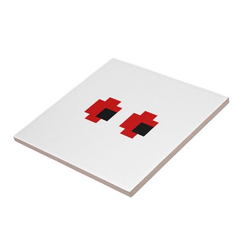 8 Bit Spooky Red Eyes Ceramic Tile