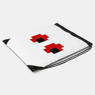 8 Bit Spooky Red Eyes Drawstring Bag