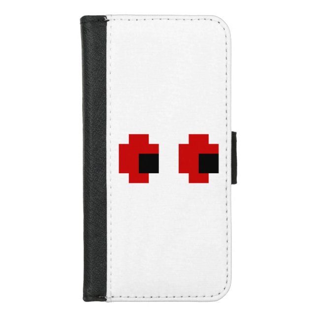 8 Bit Spooky Red Eyes iPhone Wallet Case (Front)