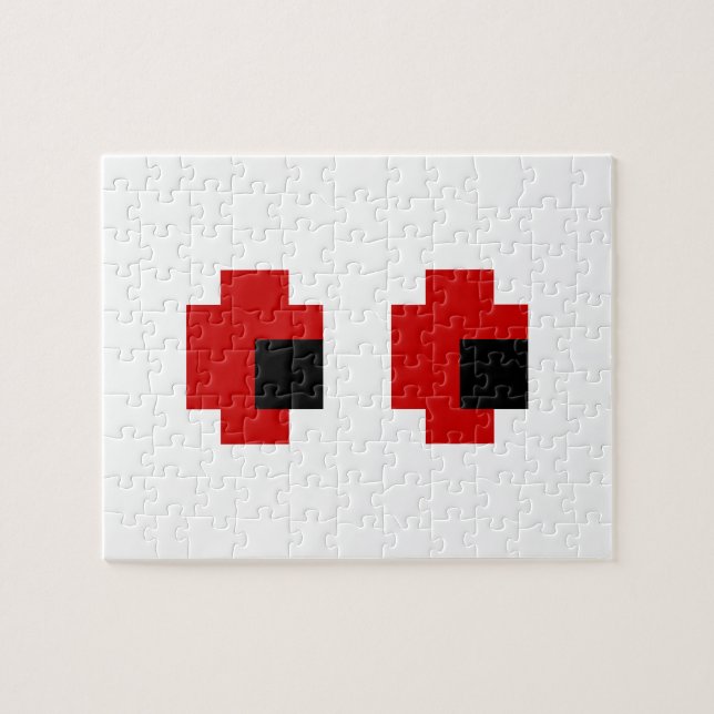 8 Bit Spooky Red Eyes Jigsaw Puzzle (Horizontal)