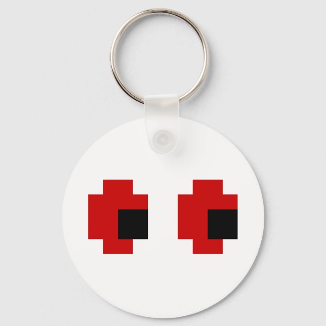 8 Bit Spooky Red Eyes Keychain (Front)