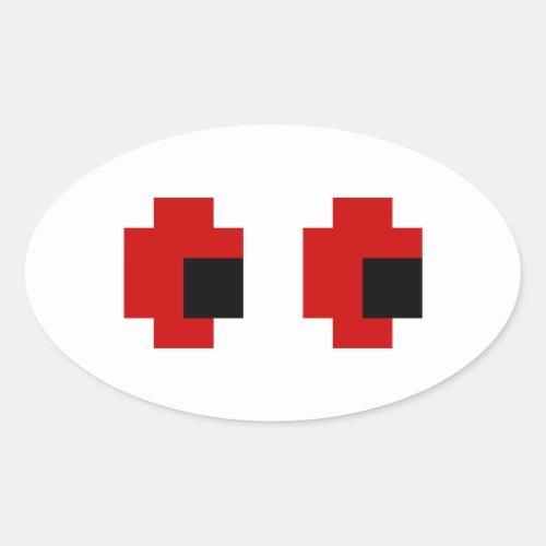 8 Bit Spooky Red Eyes Oval Sticker