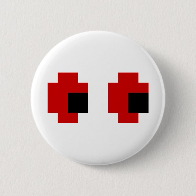 8 Bit Spooky Red Eyes Pinback Button (Front)