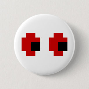 8 Bit Spooky Red Eyes Pinback Button