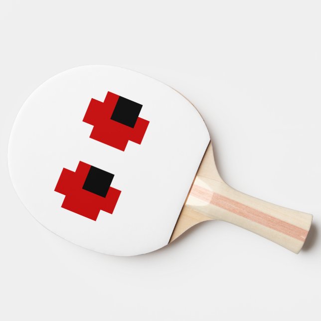 8 Bit Spooky Red Eyes Ping Pong Paddle (Side)