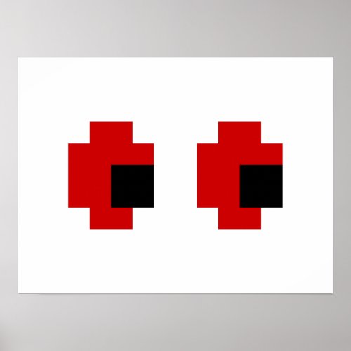 8 Bit Spooky Red Eyes Poster