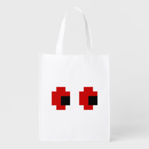 8 Bit Spooky Red Eyes Reusable Grocery Bag