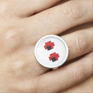 8 Bit Spooky Red Eyes Ring