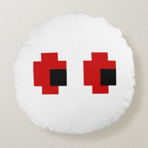 8 Bit Spooky Red Eyes Round Pillow