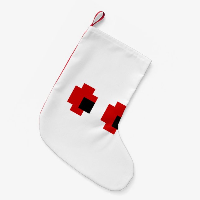 8 Bit Spooky Red Eyes Small Christmas Stocking (Front (Hanging))
