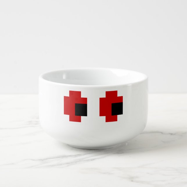 8 Bit Spooky Red Eyes Soup Mug (Front)