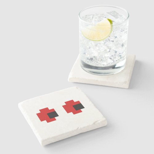 8 Bit Spooky Red Eyes Stone Coaster