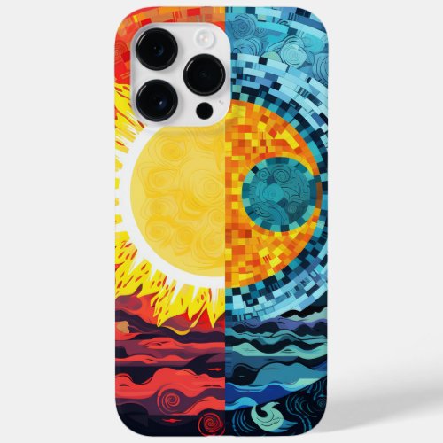 8_Bit Sun and Moon Design Blue Red Contrast Case_Mate iPhone 14 Pro Max Case