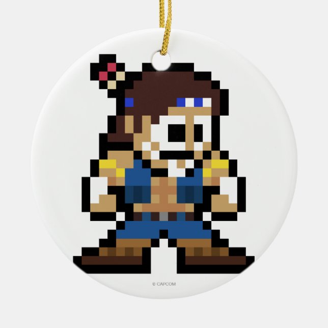 8-Bit T. Hawk Ceramic Ornament (Front)