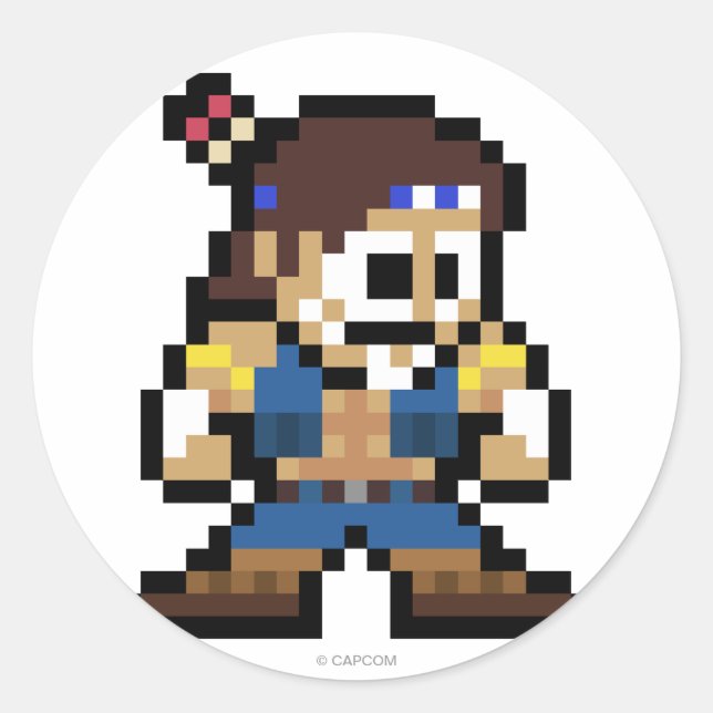 8-Bit T. Hawk Classic Round Sticker (Front)