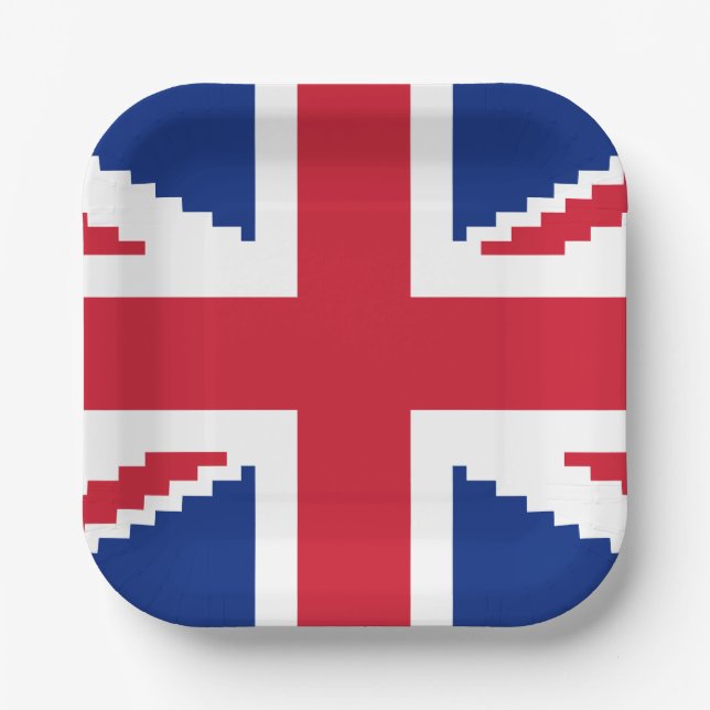 8 Bit Union Pixel Jack Paper Plates (Front)