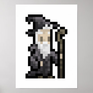 8-bit Wizard Pixel Art Poster