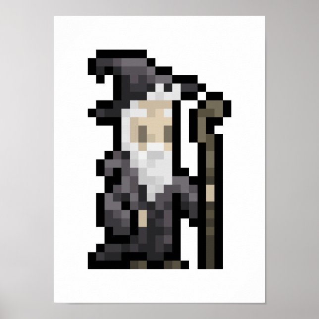 8-bit Wizard Pixel Art Poster (Front)