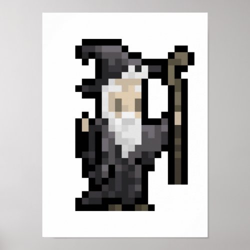 8_Bit Wizard Spell Casting Pixel Art Poster