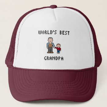 8 Bit World's Best Grandpa Hat by LVMENES at Zazzle