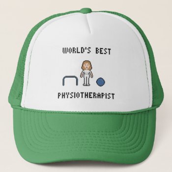 8 Bit World's Best Physiotherapist Hat by LVMENES at Zazzle