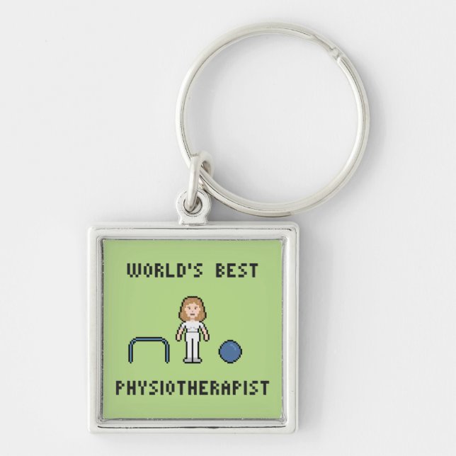 8 Bit World's Best Physiotherapist Keychain (Front)