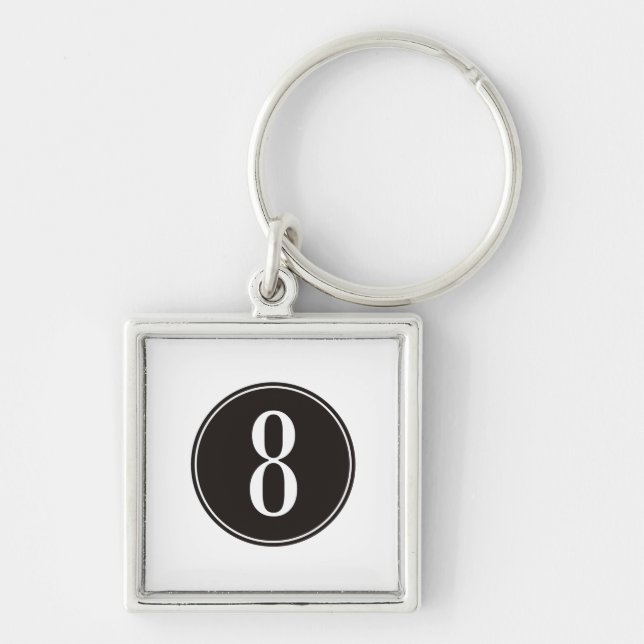 #8 Black Circle Keychain (Front)