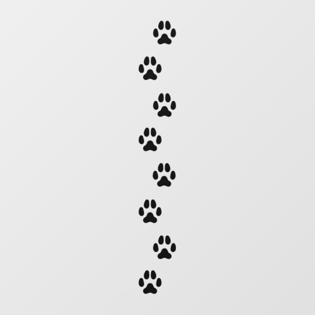 8 Black Medium Dog Paw Prints Canine Tracks Floor Decals (Front)