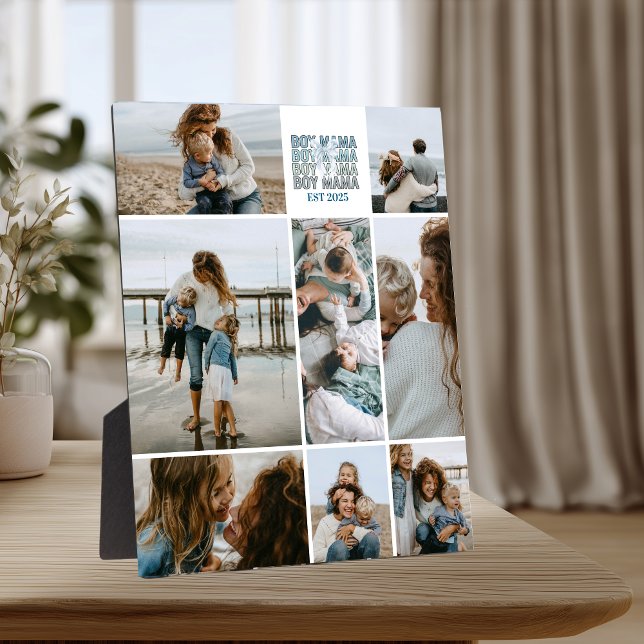 8 Boy Mama Custom Photo Collage Plaque (Creator Uploaded)
