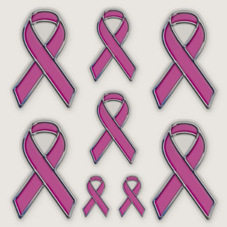 8 Chrome Style Print Pink Ribbon Awareness Sticker