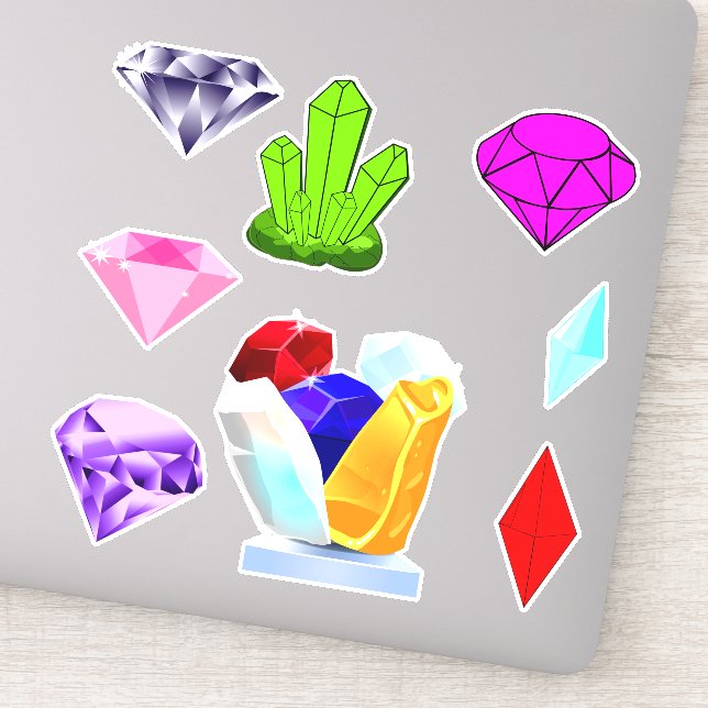 8 Colorful Crystal Gemstones (Jewel Designer) Gems Sticker (Detail)