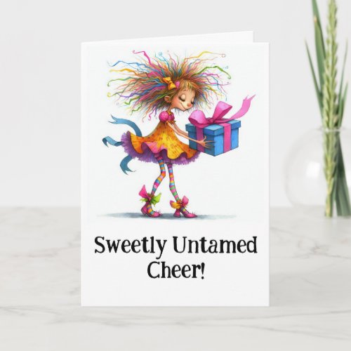 * 8 Colorful Whimsical Christmas Girl  Gift AP97 Thank You Card