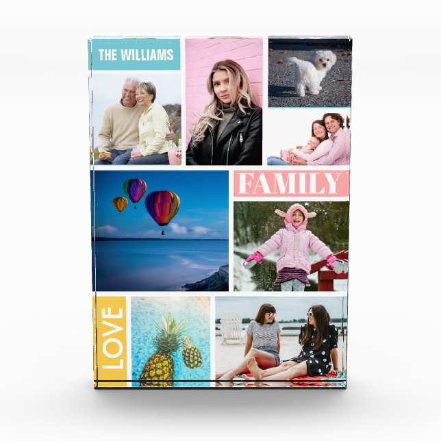 8 Custom Family Photo Collage Personalized Block (Front)