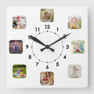 8 Custom Photo Collage Time Spent With Family Square Wall Clock