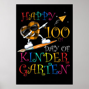 8 Cute 100 Days Kindergarten Buffalo Plaid Heart Poster
