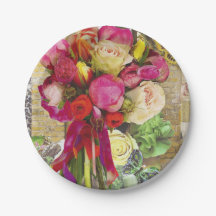 8 Dessert or Salad Paper Plates with Floral