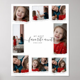 8 Eight Photo Collage Aunty Modern Elegant Family Poster