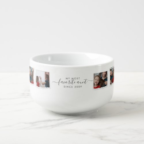 8 Eight Photo Collage Aunty Modern Elegant Family Soup Mug