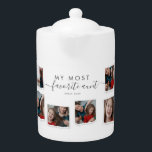 8 Eight Photo Collage Aunty Modern Elegant Family Teapot<br><div class="desc">Introducing our modern and chic personalized photo collage product! This stylish item allows you to create a unique and one-of-a-kind collage featuring your own personal photos. Simply choose your favorite Instagram snaps or photography, and add them to our pre-designed photo collage template. Our template features a beautiful typography elegant script...</div>