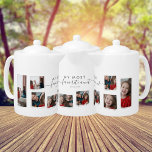 8 Eight Photo Collage Aunty Modern Elegant Family Teapot