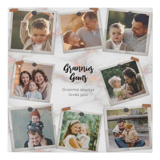 8 Eight Photo Modern Elegant Collage Family Love Faux Canvas Print (Front)