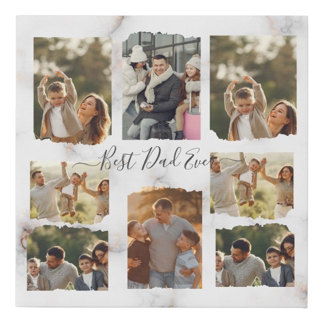 8 Eight Photo Modern Elegant Collage Family Love Faux Canvas Print (Front)