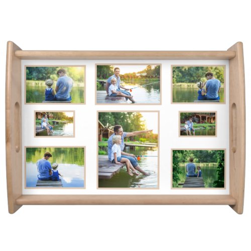 8 Family Photo Collage Dad Mom Children Serving Tray