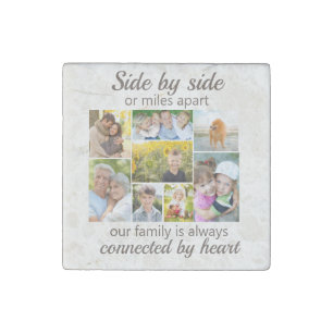 8 Family Photo Keepsake Connected by Heart Stone Magnet