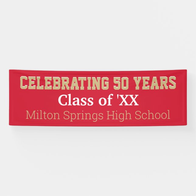 8 ft long! Celebrate 50 yrs reunion banner (Horizontal)