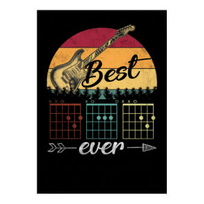 8 Guitar Rock Roll Music Shirt Vintage Best Dad  Poster