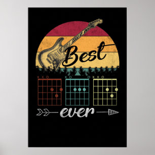 8 Guitar Rock Roll Music Shirt Vintage Best Dad Poster