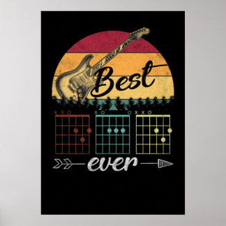 8 Guitar Rock Roll Music Shirt Vintage Best Dad Poster